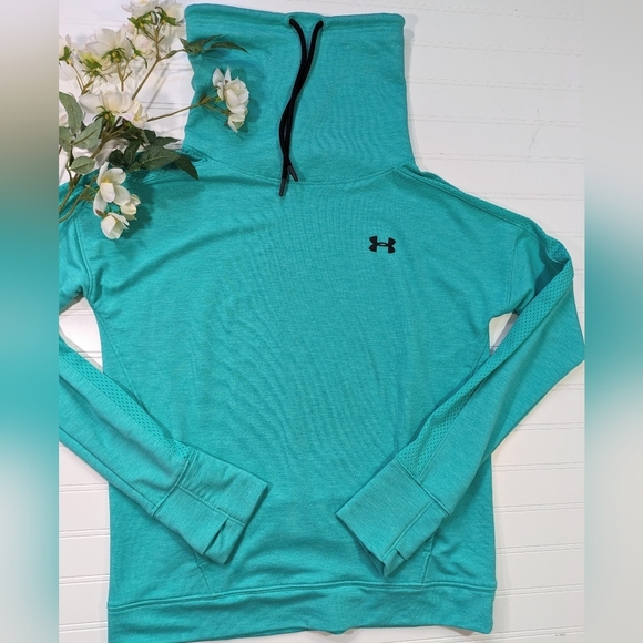 Under Armour Tops - Under Armor Teal Funnel Neck Knit Pullover